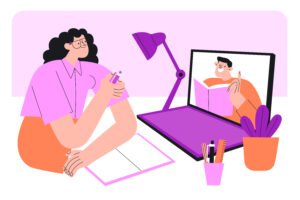 Ilustração flat de tutor online